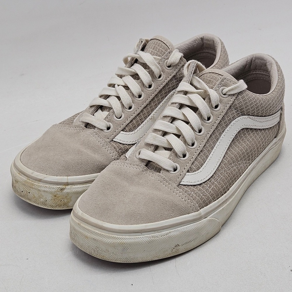 Vans Old Skool Textured Weave Suede Low Top Sneakers Beige Mens 7 Womens 8.5